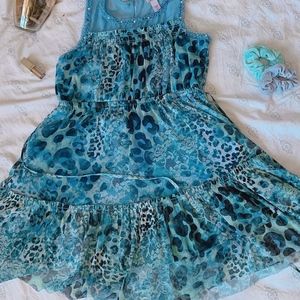 Kids Blue Cheetah Print Dress